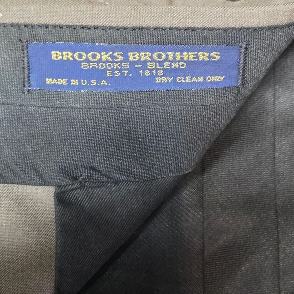 Brooks Brothers Brooks-Blend Dress Pants Mens 40x30 Beige Flat Front Made In USA